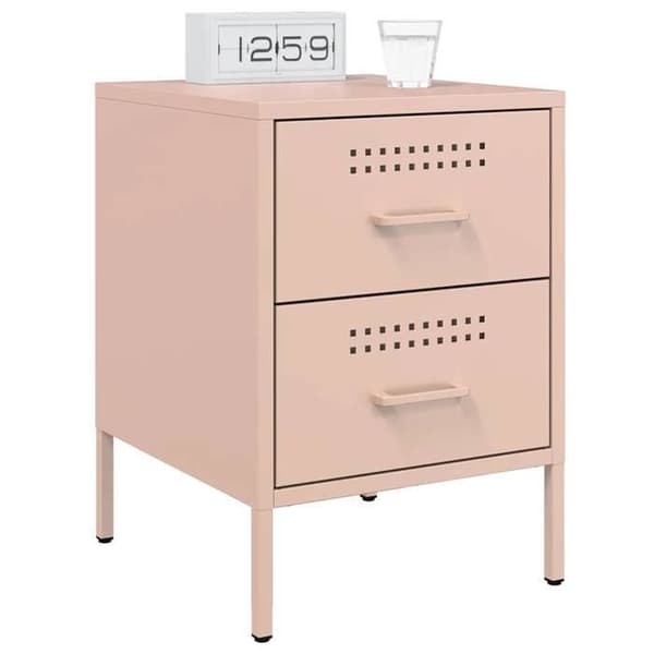 Sängbord - EXKLUSIV HEM - 2 stycken - Rosa - Stål - 36x39x50,5 cm Ros