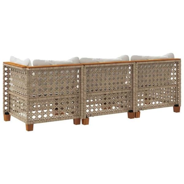 Maison Exclusive - Trädgårdsoffa med kuddar 3 platser beige flätad resin beige