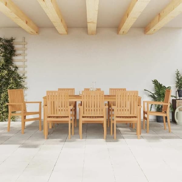 Maison Exclusive - 9 osan puutarhapöytäryhmä kestävästä teak-puusta