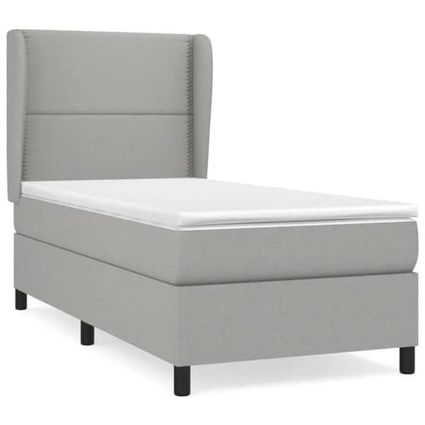 Maison Exclusive - Seng med lameller og madras Grå lys 100x200cm Stof