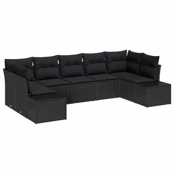 Maison Exclusive - 7-delars trädgårdsoff-set 7-sits svart