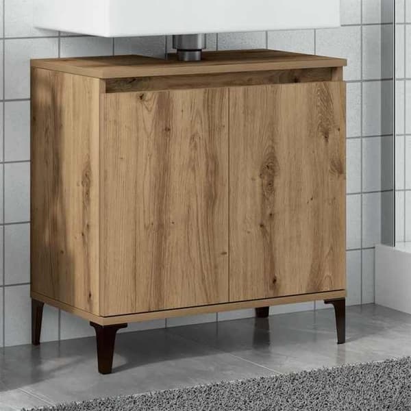 Maison Exclusive - Håndlavet egetræ vaskeskab 58x33x60 cm ingeniørtræ