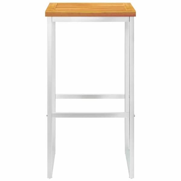 Maison Exclusive - Barstolar set om 4 i solid akaciaträ/rostfritt stål