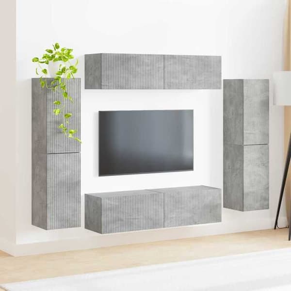 Maison Exclusive - 8 dele TV-møbel sæt Grå beton Ingeniørtræ