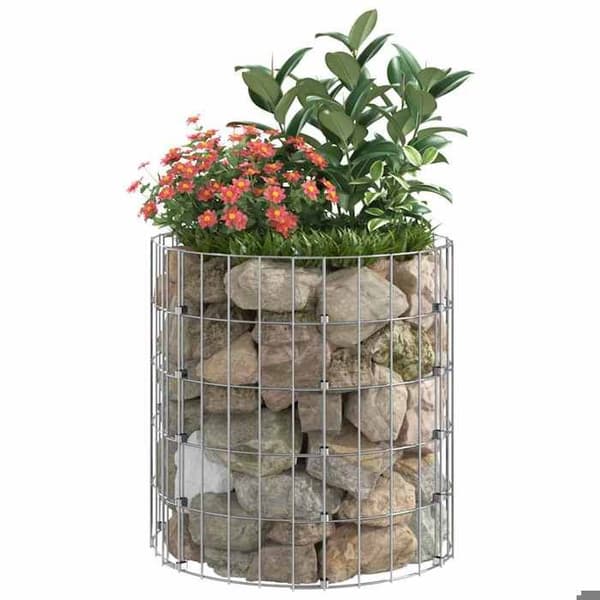 Maison Exclusive - Cirkulär gabionpelare Galvaniserat stål Ø50x50 cm silver-