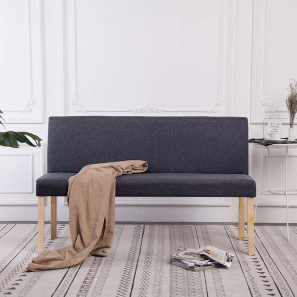 Maison Exclusive - 139,5 cm bænk, mørkegrå polyester mörkgrå och naturlig