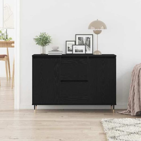 Maison Exclusive - Buffé Ek svart 101,5 x 35 x 70 cm Ingenjörsträ