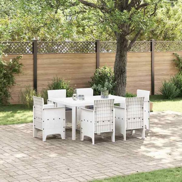 Maison Exclusive - 7 pc spisebordssæt til haven Hvid Rattan Polt Vit