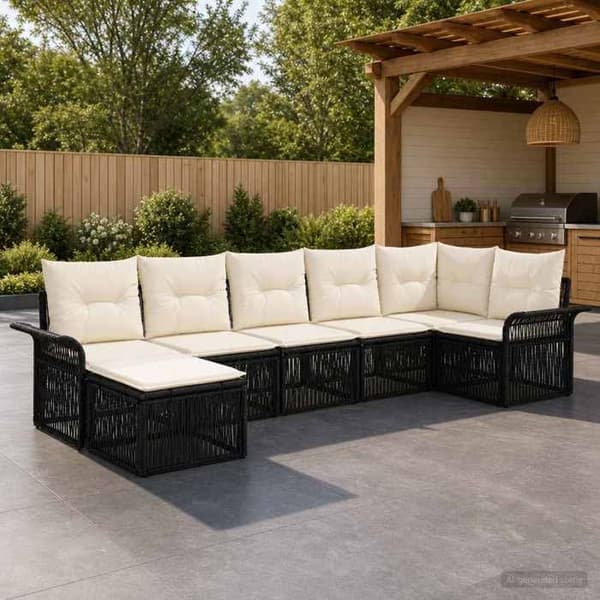 Maison Exclusive - 7 pc have-sofa sæt i sort polyrotin