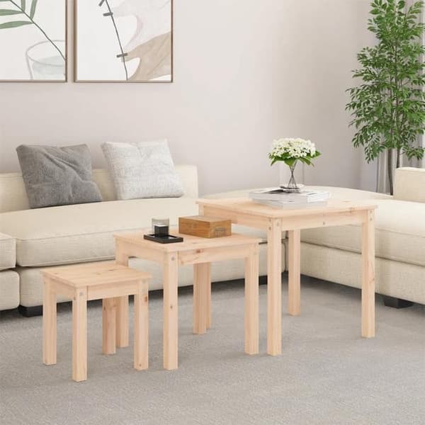 Maison Exclusive - 3 st stapelbara bord i massivt furu