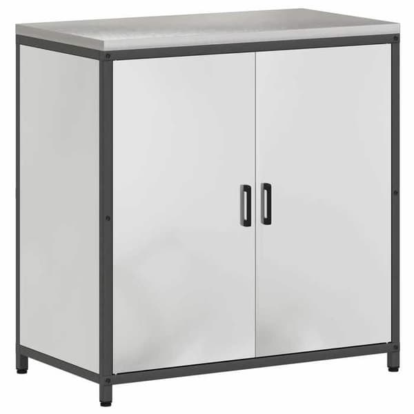 Köksförvaringsmöbel - EXKLUSIVT HEM - HATTEM - Silver/Grå - 90x50x92 cm - Stål & trä