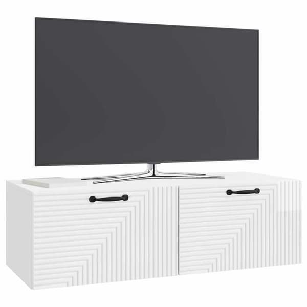 Maison Exclusive - Väggmonterad TV-möbel Väggmontering Vit glans 98 x 41 x 30 cm
