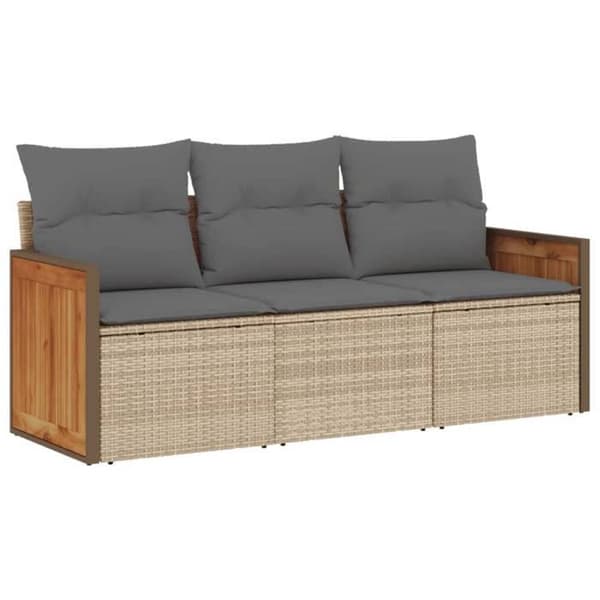 Maison Exclusive - Trädgårdsmöbler med kuddar 3 delar beige flätad resin