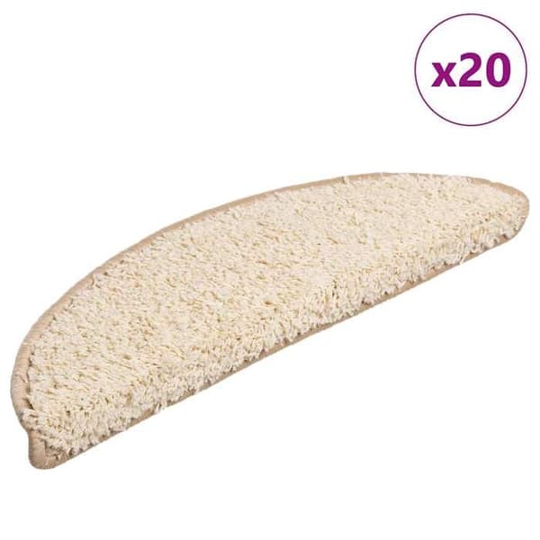 Maison Exclusive - Trappe tæppe 20 stykker 56 x 17 x 3 cm Creme Halvrund Grädde