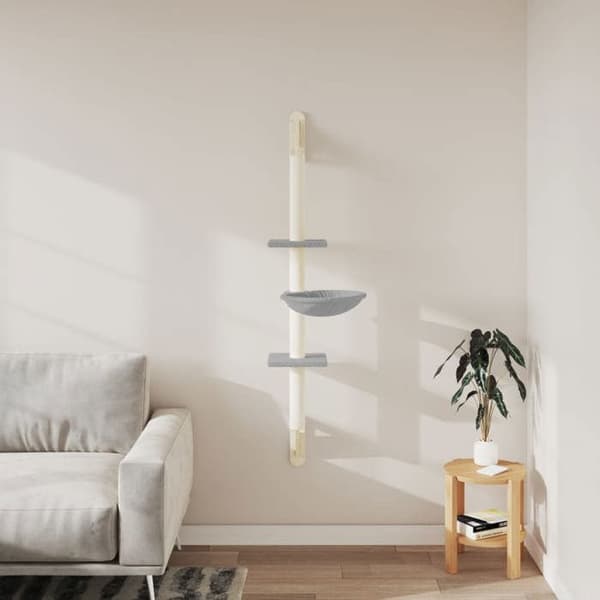 Maison Exclusive - Vægmonteret kattekradse med lys grå klatretræ 142,5 cm ljusgrått