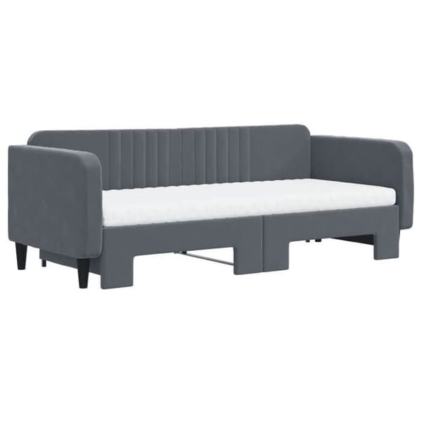 Maison Exclusive - Dagbädd med utdragssäng och mörkgrå madrass 90x200cm sammet mörkgrå