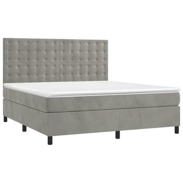 Maison Exclusive - Seng solid bund med socker og madras Grå 160x200cm Velour