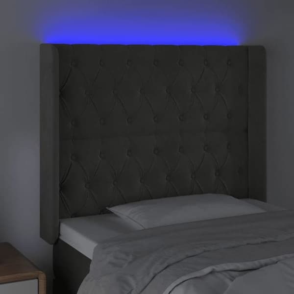 Maison Exclusive - LED Hovedgærde Mørkegrå 93x16x118/128 cm Velour mörkgrå