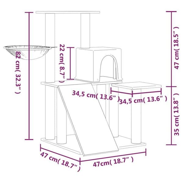 Maison Exclusive - Kattträd med sisal klöstrumpor Ljusgrå 82 cm ljusgrått