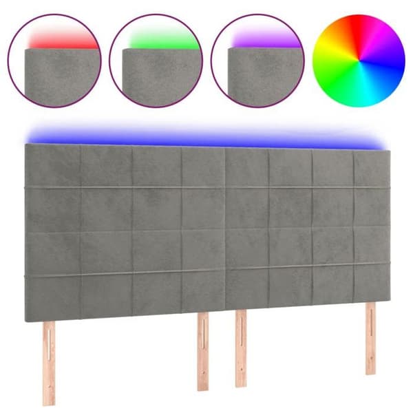 Maison Exclusive - LED-päätyharso Vaaleanharmaa 180x5x118/128 cm Sametti ljusgrått