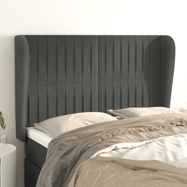 Maison Exclusive - Päätylevy korvilla Tummanharmaa 147x23x118/128 cm Sametti mörkgrå