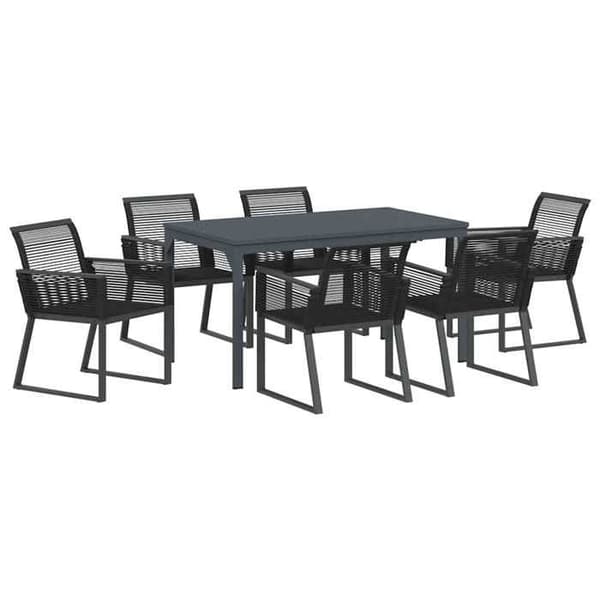 Maison Exclusive - 7 pc have spisebordssæt i sort polyrotin Svart