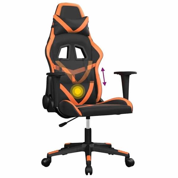 Maison Exclusive - Spilestol med massage i sort og orange kunstlæder