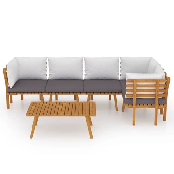 Maison Exclusive - Havegruppe 6 stk med puder i solid akacietræ