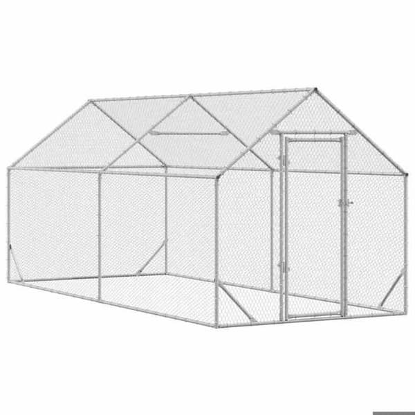 Exklusivt hus - Hönsgård Silver 400 x 170 x 177 cm Galvaniserat stål