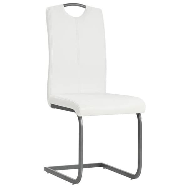 Matstolar - Cantilever - Vit konstläder - Stålram - Set om 2 Vit