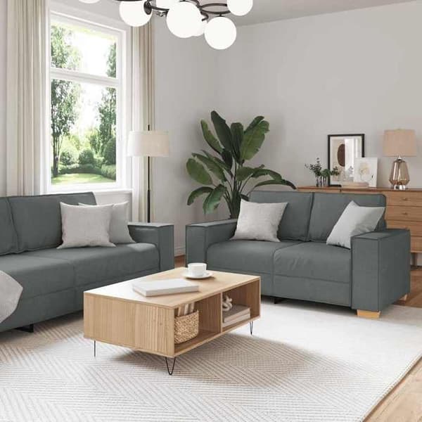 Maison Exclusive - Sæt af 2 sofaer med mørkegrå stofpuder