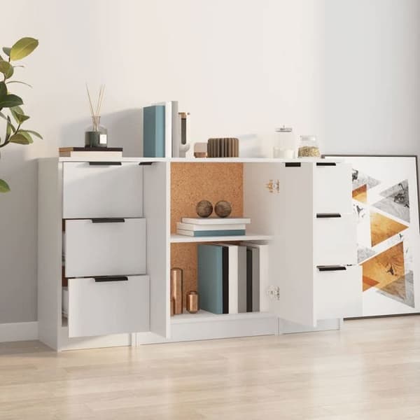 Maison Exclusive - 3 stk. Buffet Hvid Ingeniørtræ