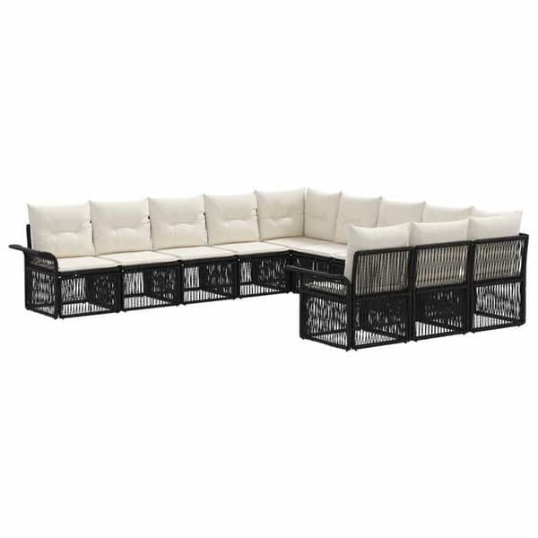 Maison Exclusive - 11 pc havegruppesæt i sort polyrotin
