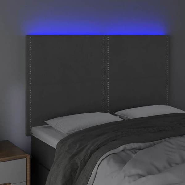 Maison Exclusive - LED Hovedgærde Mørkegrå 144x5x118/128 cm Velour Mörkgrå