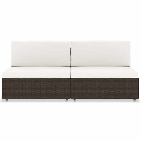 Maison Exclusive - Sektionell soffa 2 platser Flätad resin Brun