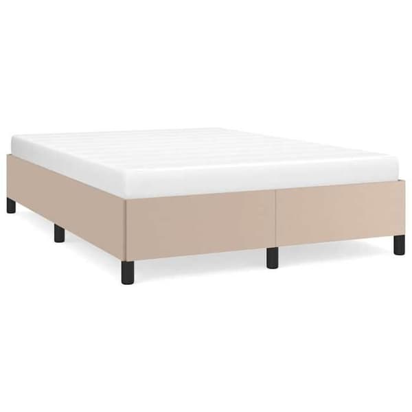 Sengestel - EKSKLUSIV HUS - 140x190 cm - Kunstlæder cappuccino - Lamelseng - Robuste ben Cappuccino