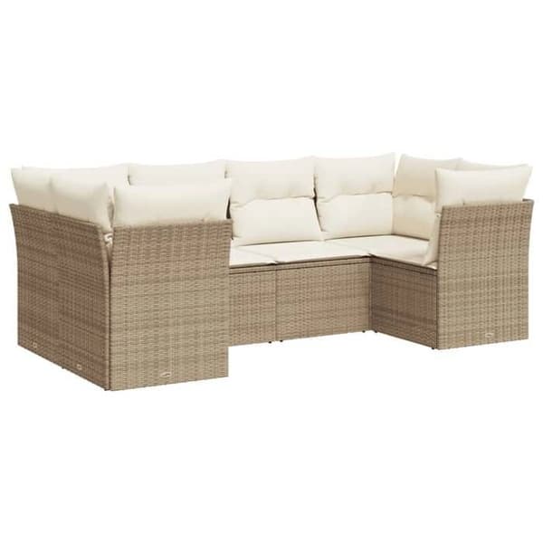 Maison Exclusive - Trädgårdsmöbler med kuddar 6 delar beige flätad resin