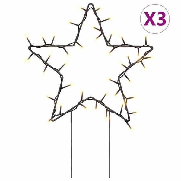 Maison Exclusive - Lysende dekoration juletræsstjerner pæle 3 stk 50 LED 29 cm