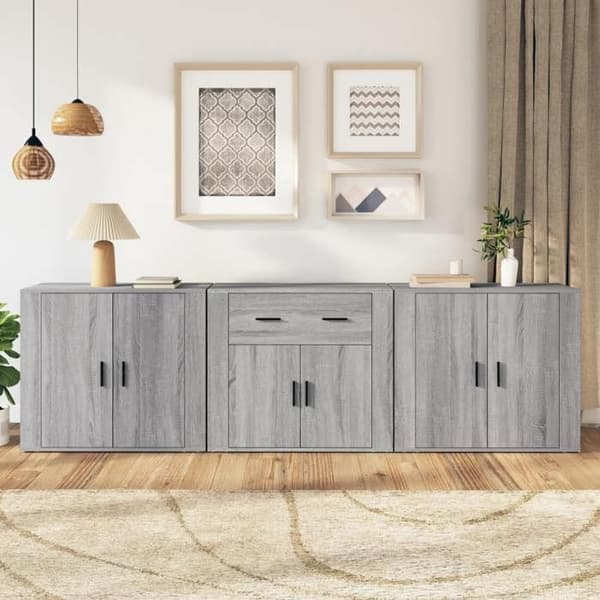 Maison Exclusive - Bufféer 3 st Sonoma grå Ingenjörsträ