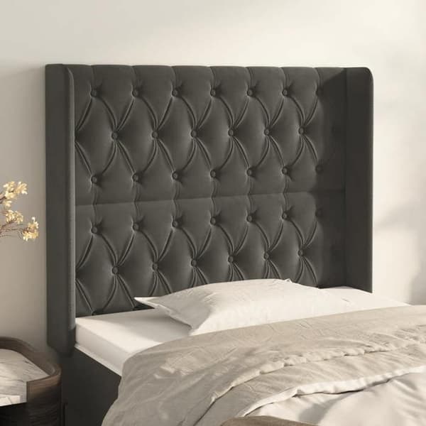 Maison Exclusive - Huvudgavel med öron Mörkgrå 103x16x118/128 cm Sammet Mörkgrå