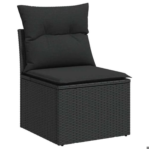 Maison Exclusive - Trädgårdsmöbler 11 delar med svarta kuddar i flätad resin