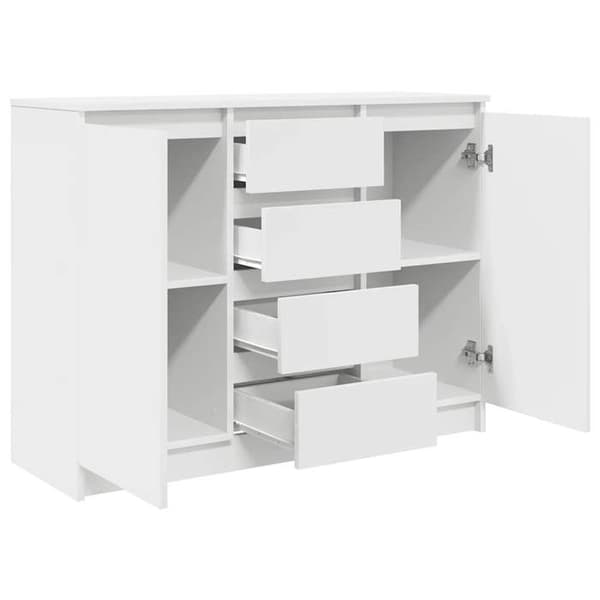 Maison Exclusive - Buffet med skuffer hvid 100,5x35x76 cm ingeniørtræ