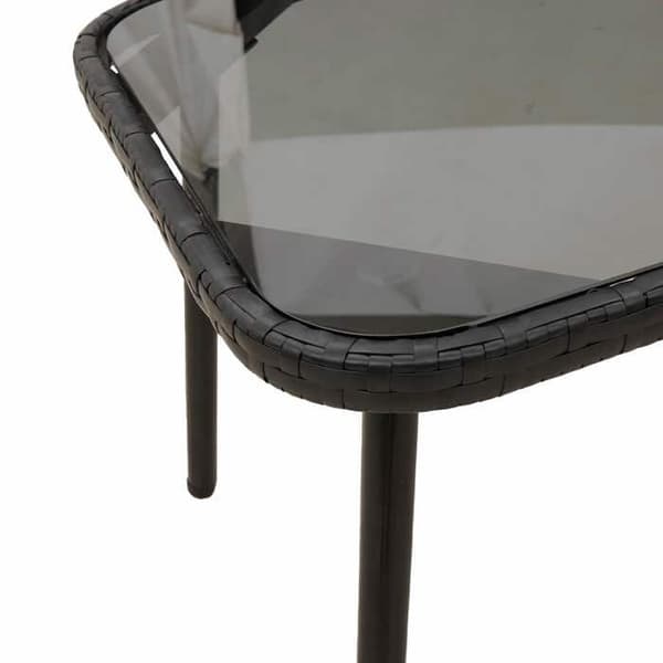 Bord - EKSKLUSIV HUS - 90 x 45 x 43 cm - Poly rattan - Glasplade - Sort