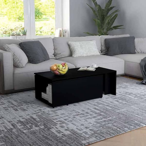 Maison Exclusive - Sort sofabord 150x50x35 cm Ingeniørtræ