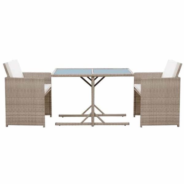 Maison Exclusive - Bistroset 3 delar med kuddar i beige flätad resin