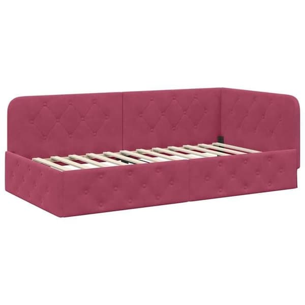 Maison Exclusive - Hörnsängram Bordeaux 100 x 200 cm Sammet