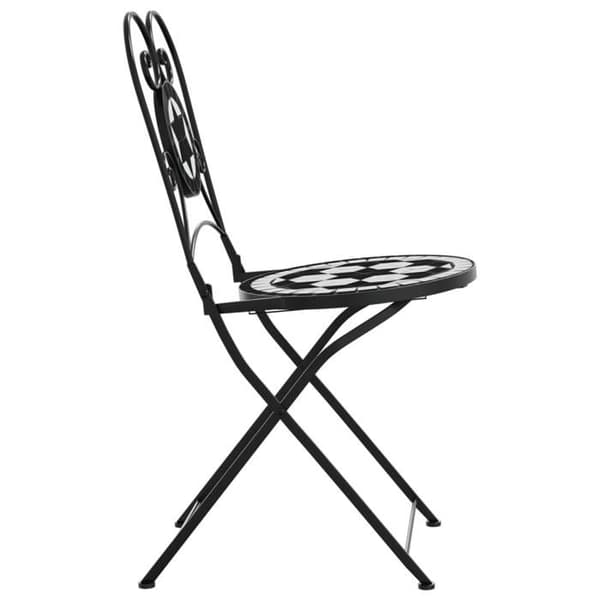 Maison Exclusive - 2 stk. sorte og hvide keramiske klapstole Svart