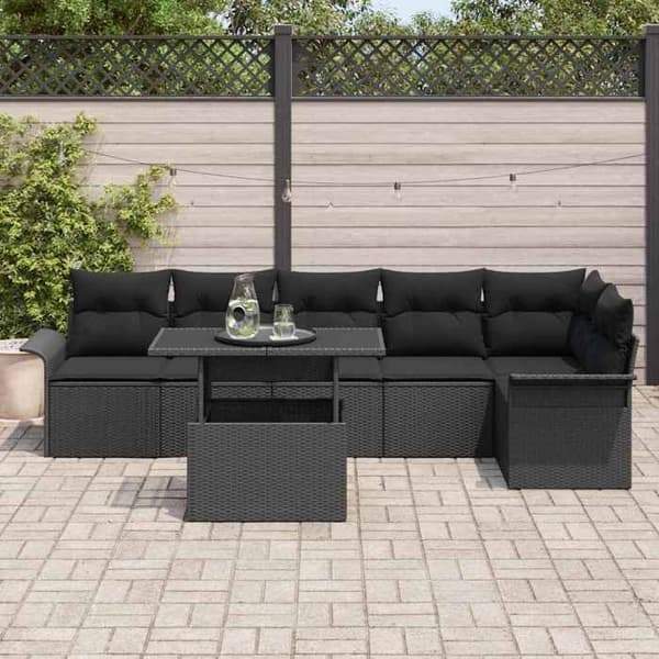 Havemøbler - EKSKLUSIVT HUS - Modulerbart - Holdbar poly rattan - Justerbart bord - Sort Ospecificerad