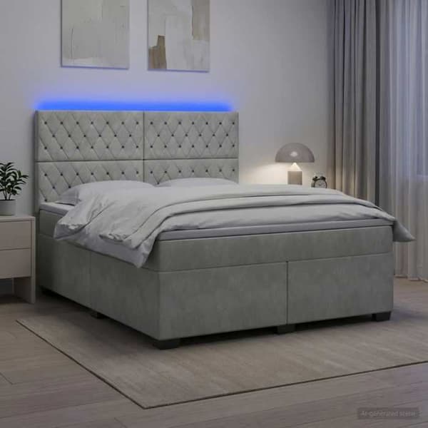 Maison Exclusive - Boxspring seng med madras Lys grå 140 x 190 cm Velour Ljusgrått