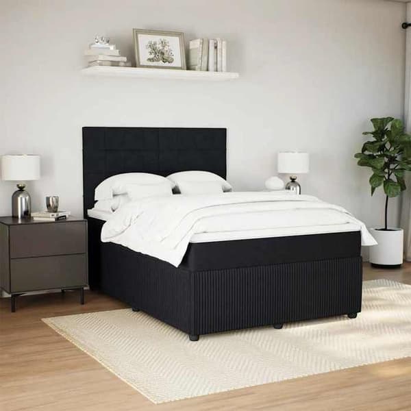 Maison Exclusive - Sängyn lattiaraami ja patja Musta 140x190 cm Sametti